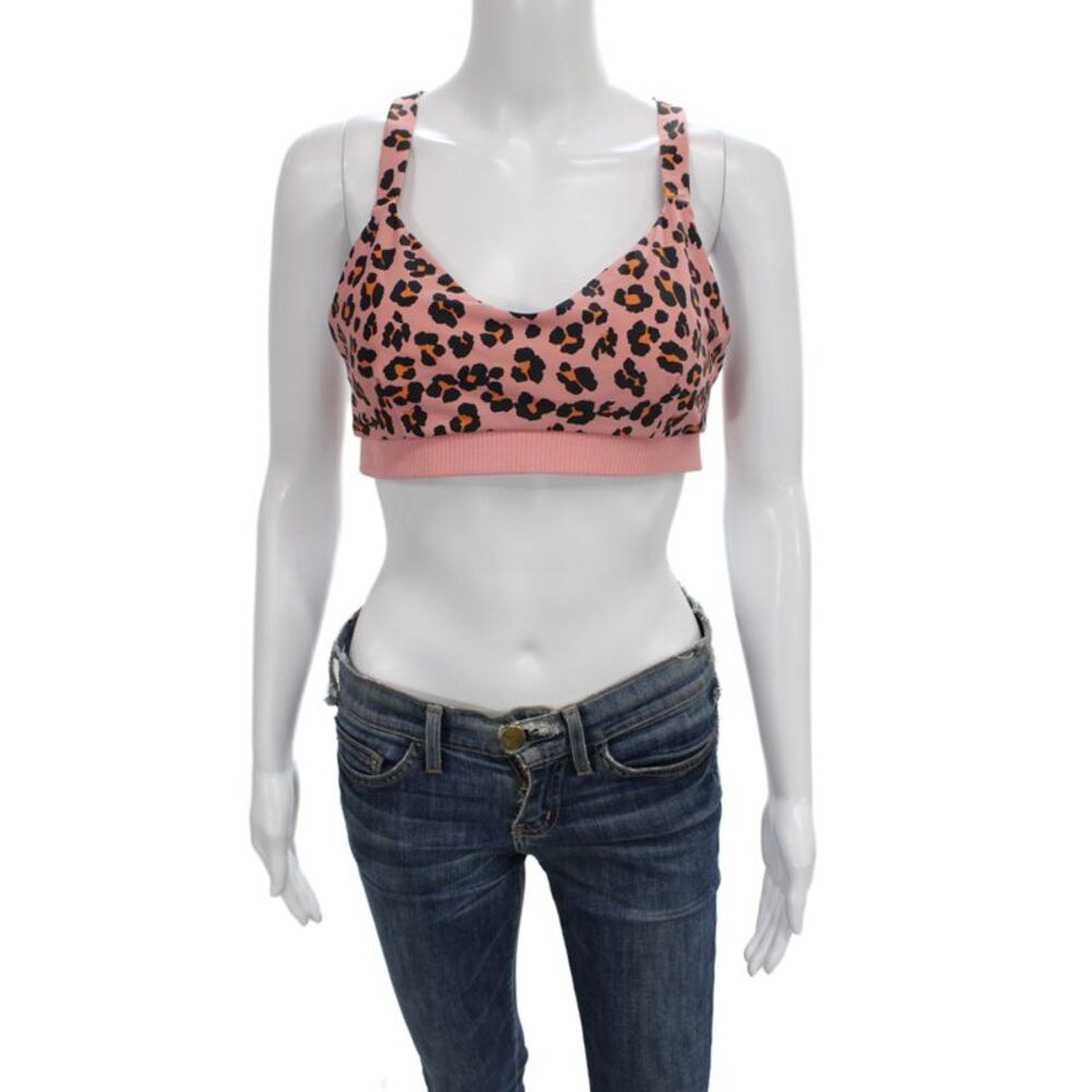 The Upside Womens Animal Print Sports Bra Pink Black Size 10